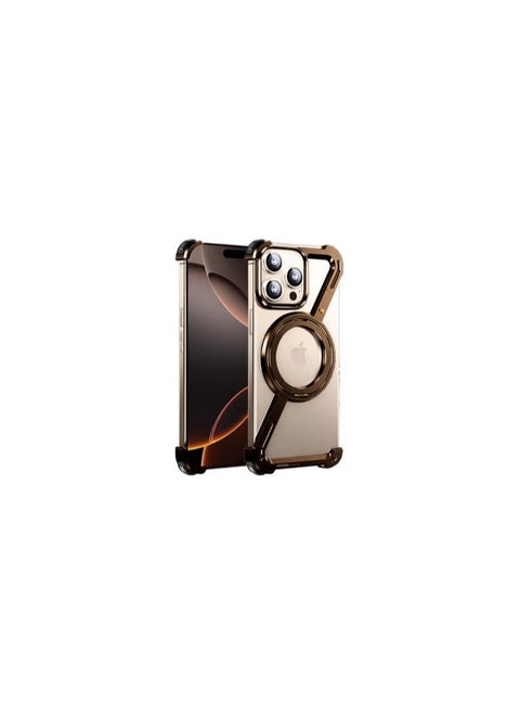 ( for iPhone 16 Pro Max ) Case MagSafe with 360° Rotation Stand, Z-shaped Light Frameless, Lens Protection Frame, Shock Grade Protective Case / Natural Desert Color