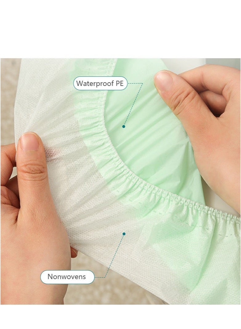 عبوة من ١٠ أغطية مقاعد مرحاض للسفر للاستخدام مرة واحدة مع أربطة مطاطية - صحية ومريحة - Image 2