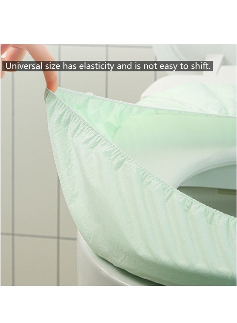 عبوة من ١٠ أغطية مقاعد مرحاض للسفر للاستخدام مرة واحدة مع أربطة مطاطية - صحية ومريحة - Image 3