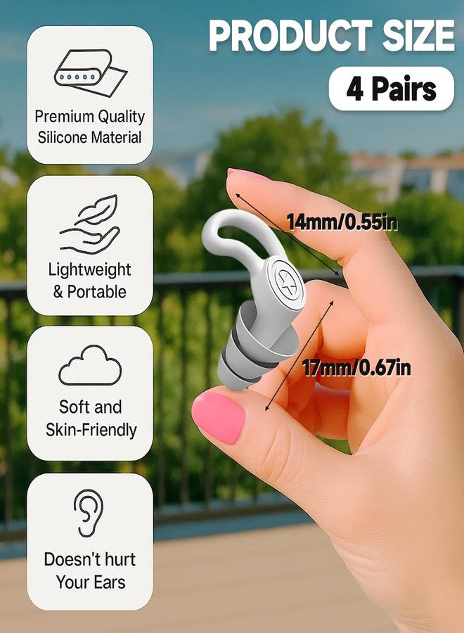 SonaBhu Ear Plugs for Noise Cancellation, 4 Pairs Soft Silicone Ear Plugs for Sleeping, Loop Ear with Secure Fit, 17 * 14 mm Comfortable Design for Swimming, Studying, Traveling and Deep Sleep - Image 2