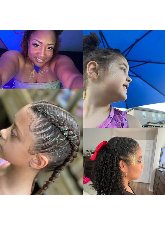 MEICOLY Clear White Body Glitter,Face Glitter,Sparkly Glitter Gifts,Stocking Stuffers for Women Kids Girls,Chunky Hair Glitter Gel,Singer Concerts Festival Rave Accessories,Mermaid Glitter Face Paint - Image 5