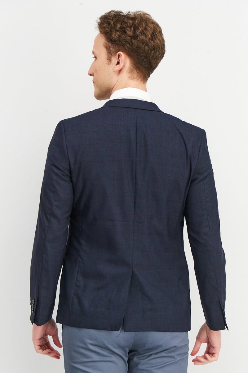 SELECTED Men Regular Fit Textured Long Sleeve Blazer, Midnight Blue - Image 4