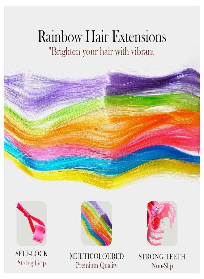 MILAPARK CRAFTS 12PCS Colorful Hair Extensions with Claw Clips – Straight & Braided Streaks for Girls, Kids, Women – Multicolor Synthetic Hair Strips for Party, Cosplay & Dress-Up - Image 4