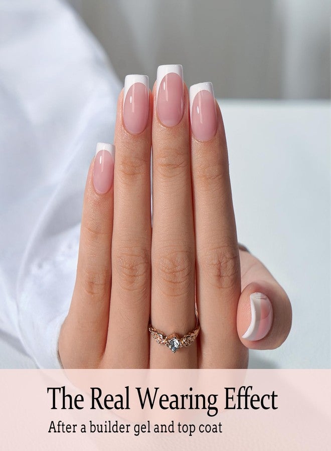 btartboxnails مجموعة أظافر BTArtboxnails XCOATTIPS جل - مجموعة أظافر فرنسية قصيرة مربعة، نصائح أظافر جل وردية ناعمة مع جل الأظافر، ثنائي حماية فرنسي ومصباح أظافر كهدية منزلية DIY - Image 3