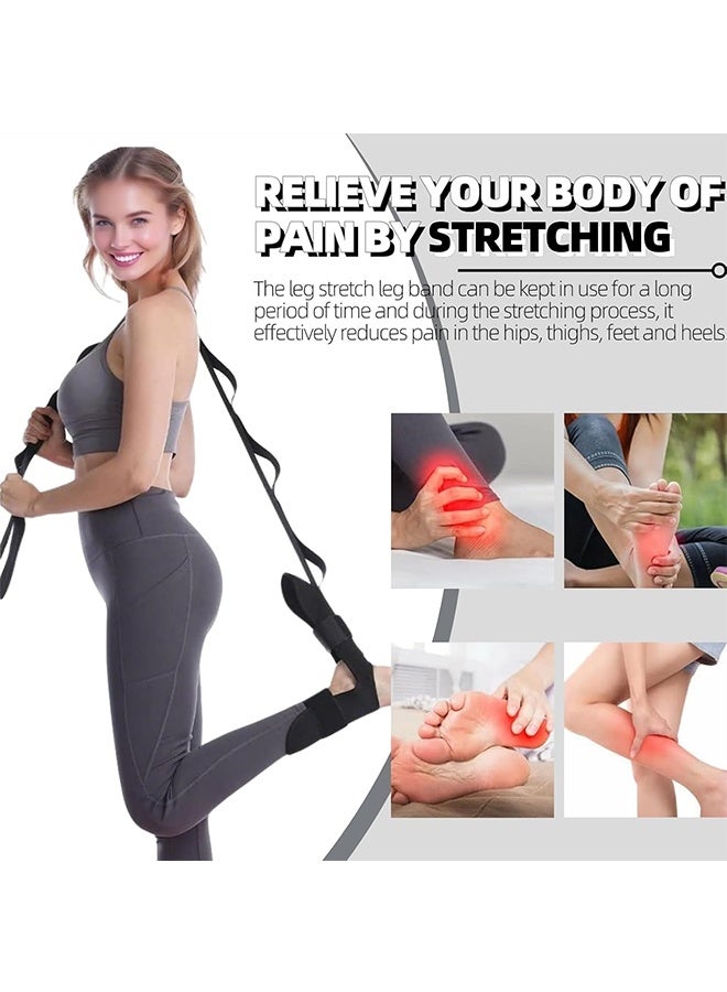 JCB CHIC Yoga Stretching Strap,Foot Stretcher Belt ,Fascia Straightener, Highly Elastic Gymnastics Strap  with 7 Adjustable loops,Multi Loops Leg stretch Band(2pcs) - Image 5