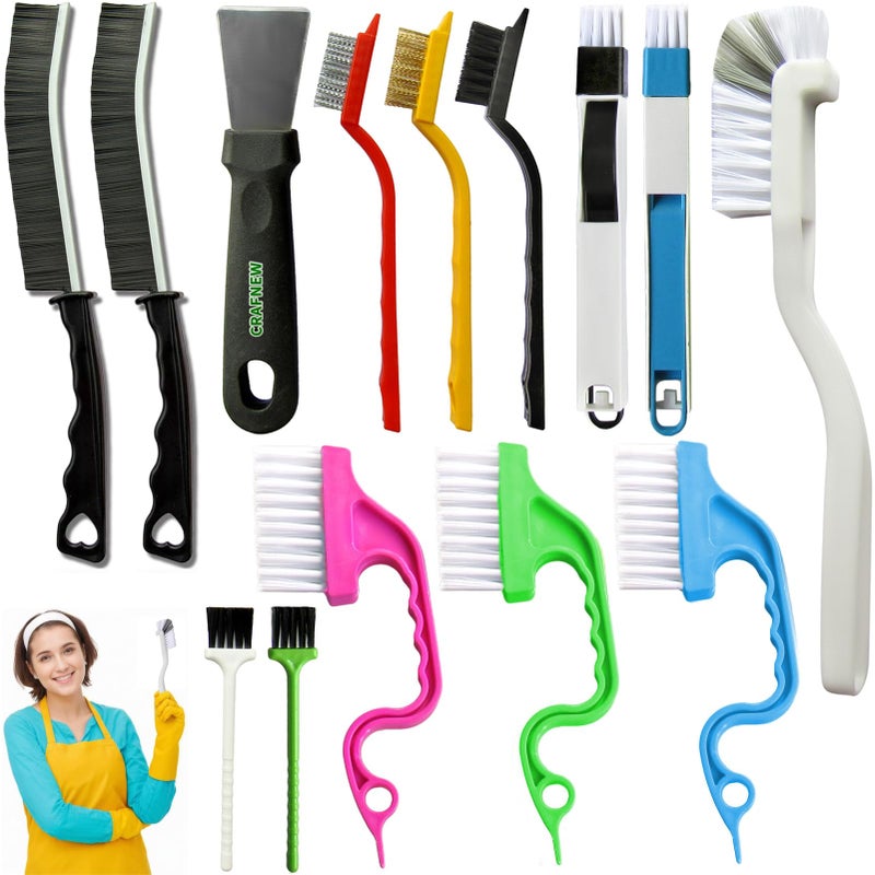 CRAFNEW 14Pcs Small Crevice Cleaning Brush Set  Groove Gap Cleaning Tool For Cleaning Kitchen Bathroom  Corner  Sink Door Window Track Cup - Image 1