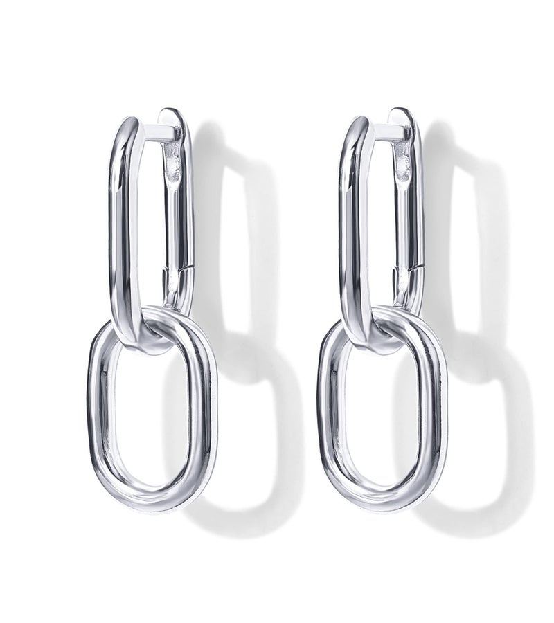 PAVOI 14K Gold Convertible Link Huggies (White Gold) - Image 3