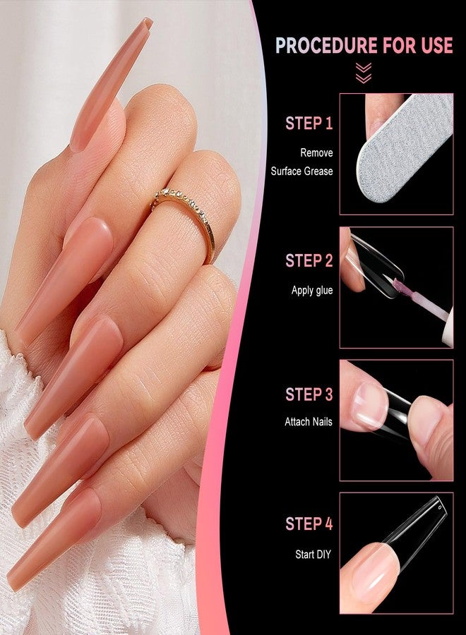 Ranrose Long Coffin Nails Tips: 240pcs XXL Acrylic Nails Clear C Curve Coffin False Nail, Full Cover Fake Nails for Nail Extension, 12 Sizes - Image 4