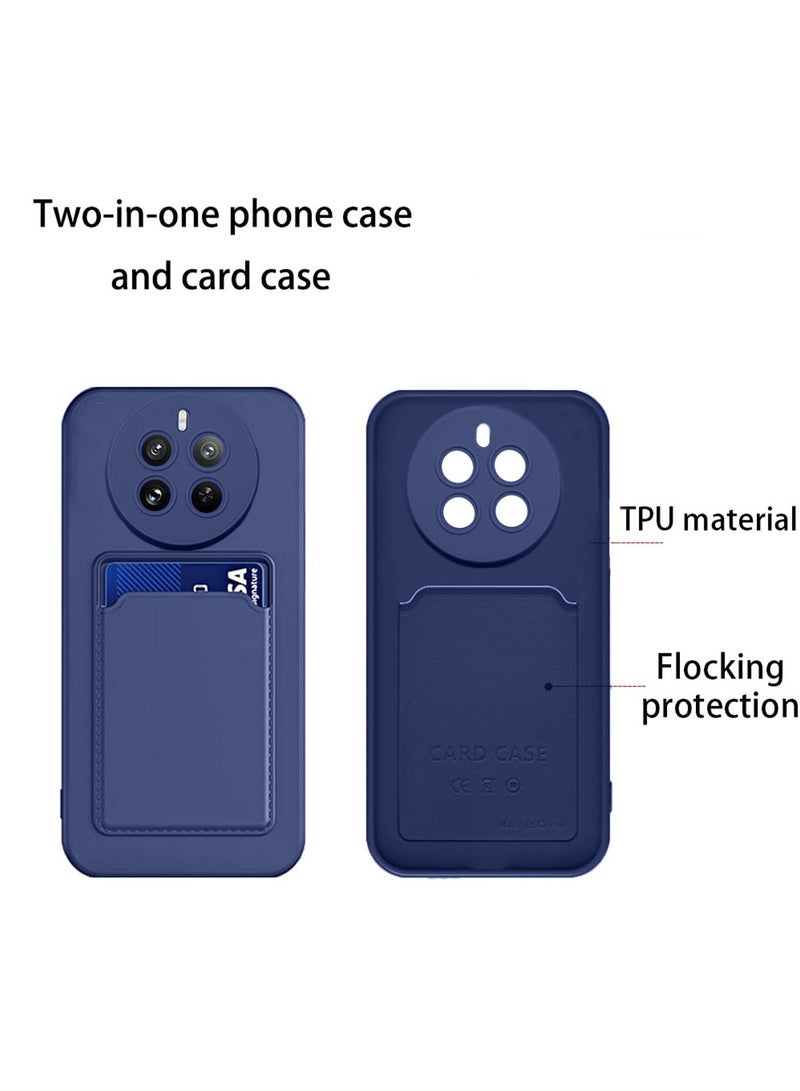 دبليو تيك غطاء حماية من السيليكون TPU مع حامل بطاقات لهاتف Realme 12 Pro 5G 2024 أزرق داكن - Image 4