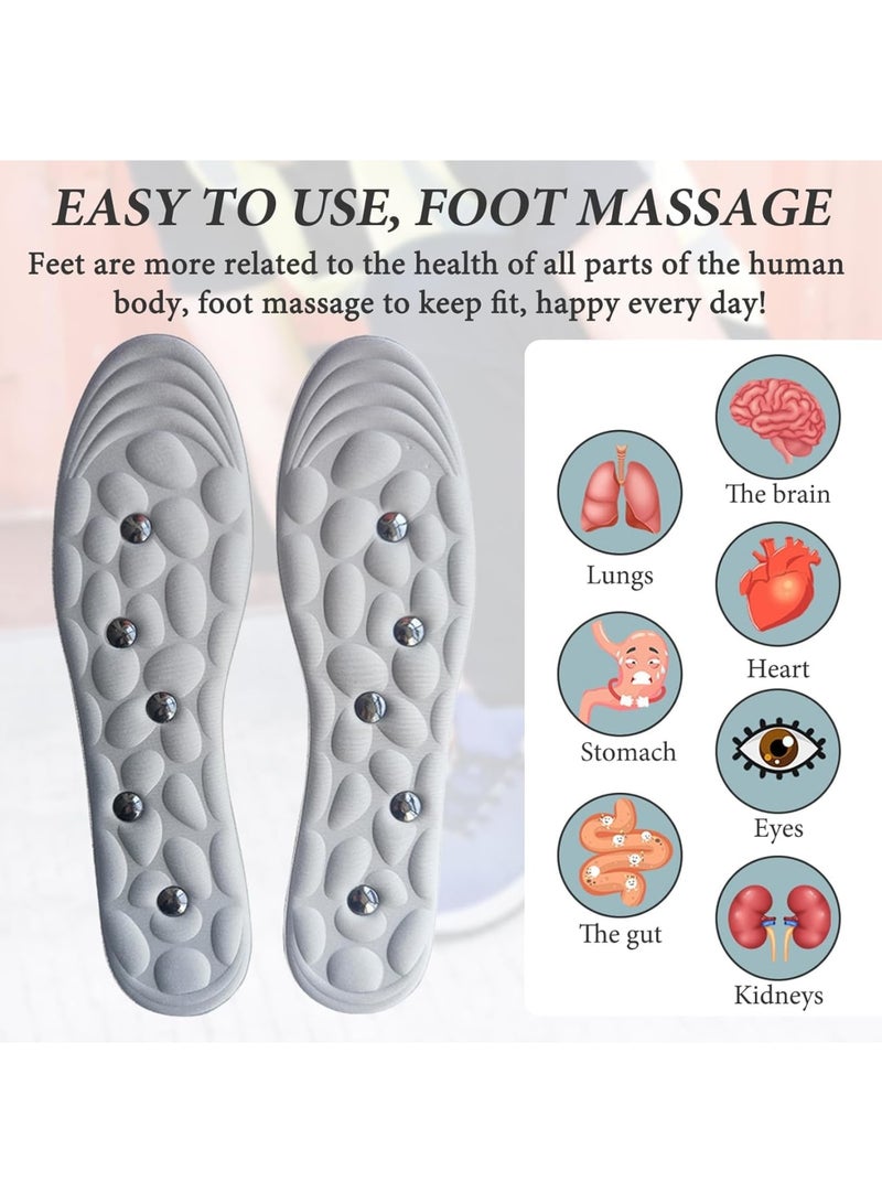 SYOSI Insoles with Magnetic, Acupressure Insoles for Arch Support, Adhesions, Scars and Muscle Soreness, Comfortable and Breathable Shoe Insoles for Walking, Hiking, Standing on Feet All-Day, 2 Pairs - Image 2