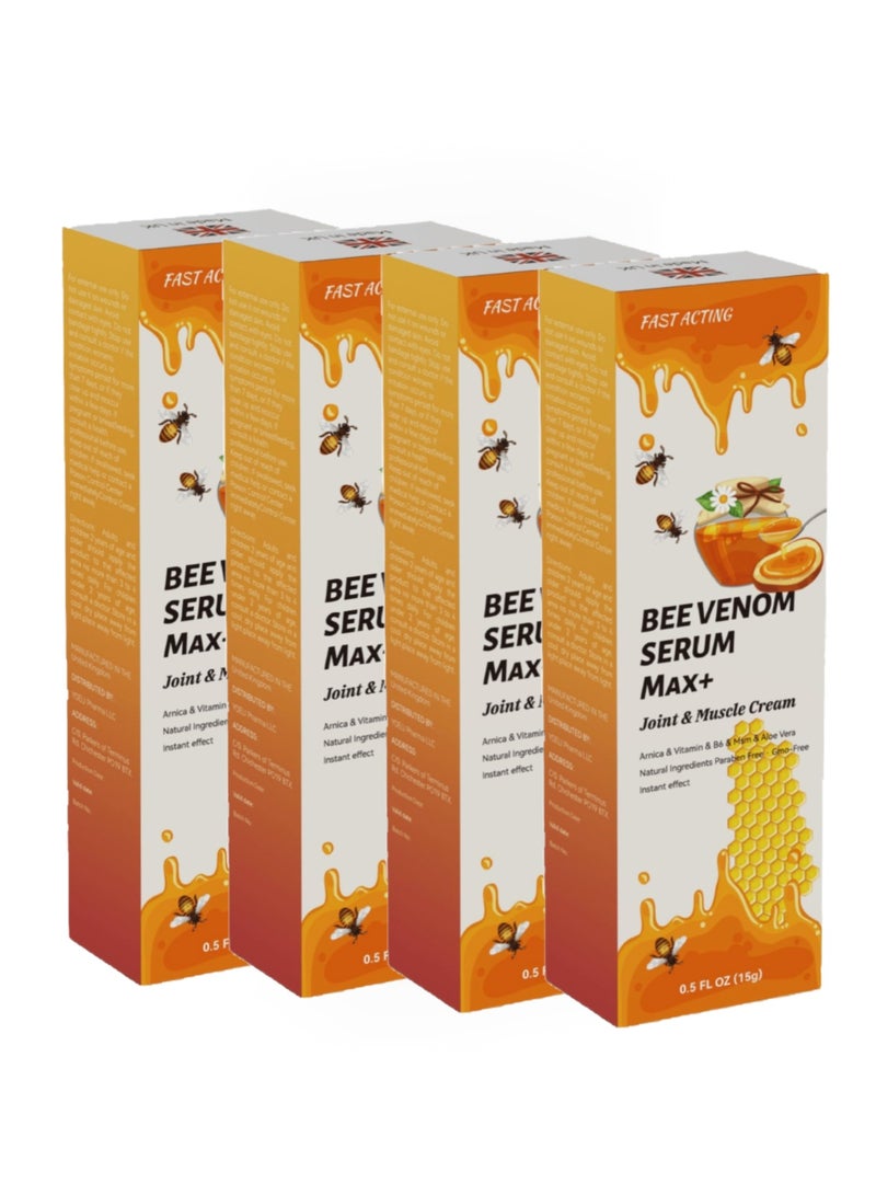 FAST 4PACK Natural Organic Bee Venom Muscle Joint Cream, Extra Strength Muscle  Joints Caring Ointment 15g*4 - Image 1