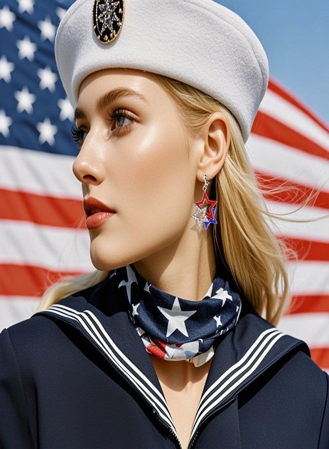 Xeyau 4th of July Earrings for Women Star Ear Clip No Piercing Earring Memorial Day Patriotic American Flag Earrings Red White and Blue Earring Independence Day Jewelry Accessorie Outfits (StarA-Colorful) - Image 3