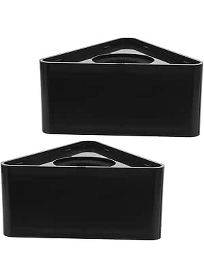 2 Pack Black Microphone Stand Holder with Logo Flag for Broadcast and Desk Interview Use - Image 1