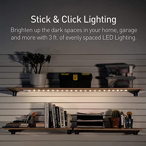 POWER PRACTICAL Luminoodle Under Cabinet Lighting - Click LED Light Strip for Shelves, Kitchen Cabinets, & Furniture, 1-Pack Includes Power Button & Tape Adhesive - Warm White (2700K) - Image 2