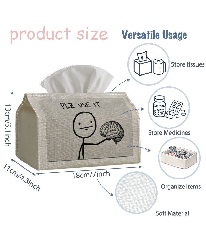 Humor Sarcasm Tissue Box Holder 11x13x18cm Please Use It Soft Fabric Case - Image 3