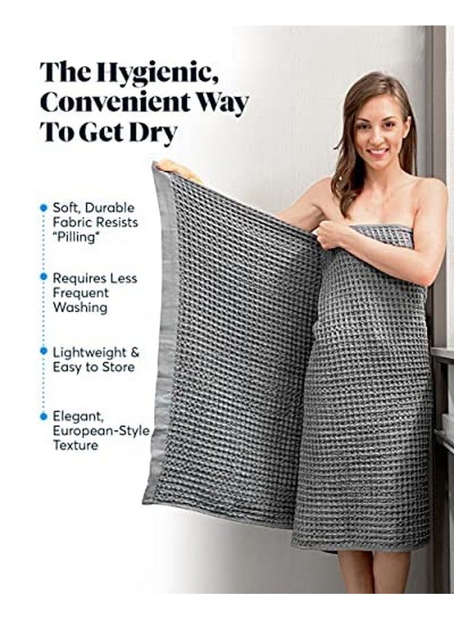 SUTERA Silverthread Bath Towel | Antimicrobial Towel with Silver Ion Technology | Waffle Weave Design, Plush, Lightweight, and Quick-Drying for Everyday or Spa Use | 16" x 30" (Grey) - Image 3