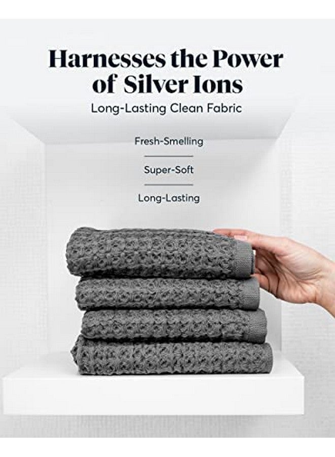 SUTERA Silverthread Bath Towel | Antimicrobial Towel with Silver Ion Technology | Waffle Weave Design, Plush, Lightweight, and Quick-Drying for Everyday or Spa Use | 16" x 30" (Grey) - Image 4