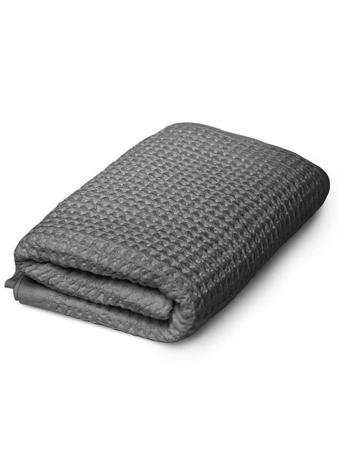 SUTERA Silverthread Bath Towel | Antimicrobial Towel with Silver Ion Technology | Waffle Weave Design, Plush, Lightweight, and Quick-Drying for Everyday or Spa Use | 16" x 30" (Grey) - Image 1