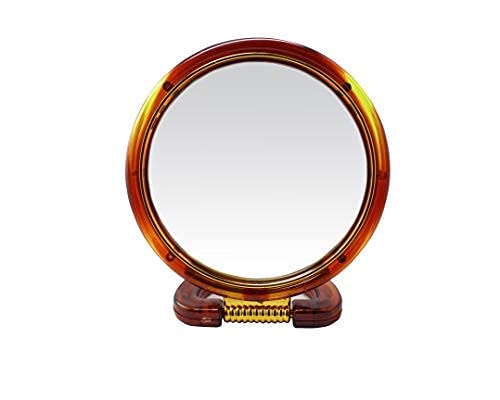 TIAMO Engineered Wood Round Beauty Tabletop Mount Makeup Mirror Both Sides One Side Magnifying Stand Mirror For Bathroom Dressing Table ShavingParlours And Salons Medium 45Inch X 45Inch - Image 1
