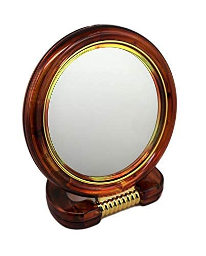 TIAMO Engineered Wood Round Beauty Tabletop Mount Makeup Mirror Both Sides One Side Magnifying Stand Mirror For Bathroom Dressing Table ShavingParlours And Salons Medium 45Inch X 45Inch - Image 2