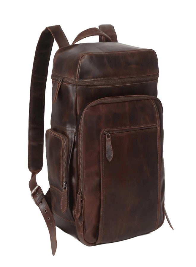 ZXC Genuine Waxy Leather Casual Office College Laptop Backpack (16x12x7.5) inches dark Brown - Image 2