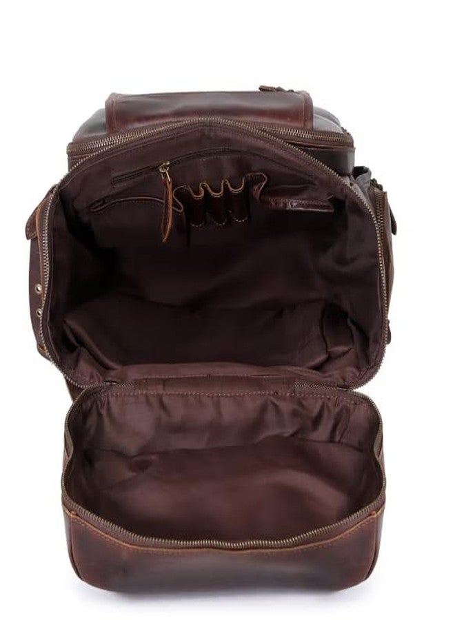 ZXC Genuine Waxy Leather Casual Office College Laptop Backpack (16x12x7.5) inches dark Brown - Image 4