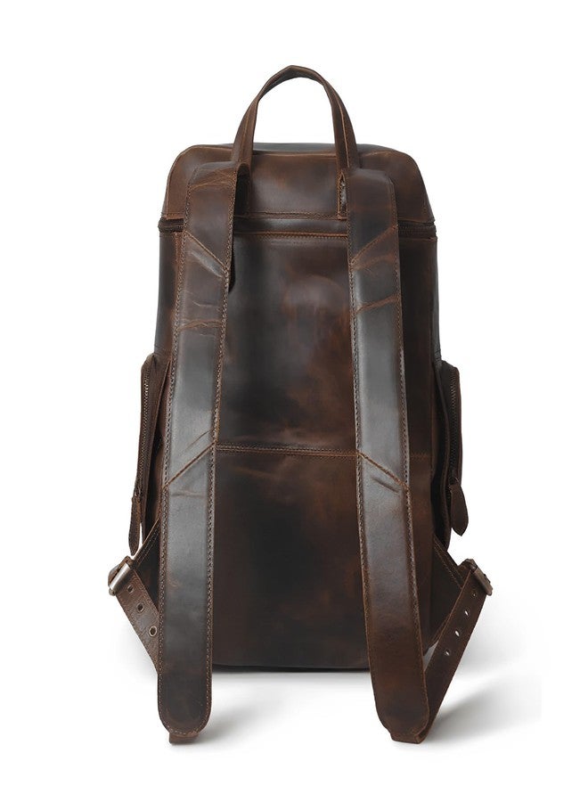 ZXC Genuine Waxy Leather Casual Office College Laptop Backpack (16x12x7.5) inches dark Brown - Image 5