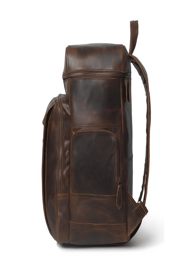 ZXC Genuine Waxy Leather Casual Office College Laptop Backpack (16x12x7.5) inches dark Brown - Image 3