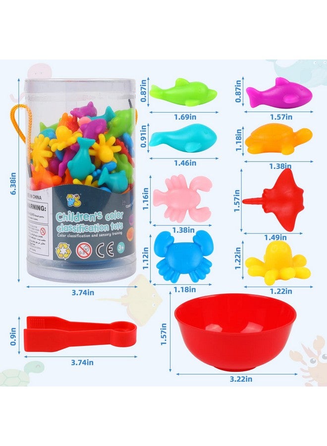 LOKIPA Counting Ocean Animal Toys, Color Sorting Set Ocean Animal Matching Game With Rainbow Sorting Cups Montessori Educational Sensory Toys For Toddlers Kids Ages 3 Years And Up - Image 3