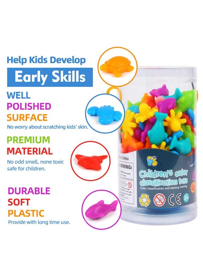 LOKIPA Counting Ocean Animal Toys, Color Sorting Set Ocean Animal Matching Game With Rainbow Sorting Cups Montessori Educational Sensory Toys For Toddlers Kids Ages 3 Years And Up - Image 4