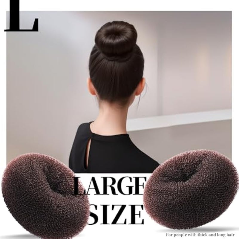 Donut Hair Bun Maker Set, Hair Bun Shaper Set with Large, Medium, Small Hair Donuts For Buns, Hair Accessories For Girls, 5 Elastic Bands - Image 5