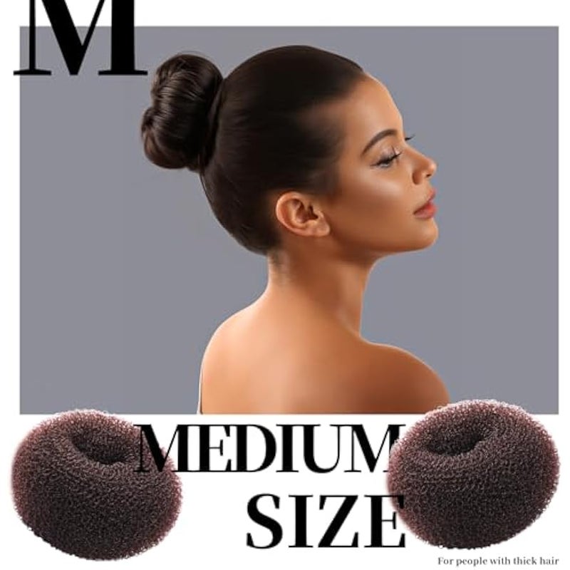 Donut Hair Bun Maker Set, Hair Bun Shaper Set with Large, Medium, Small Hair Donuts For Buns, Hair Accessories For Girls, 5 Elastic Bands - Image 4