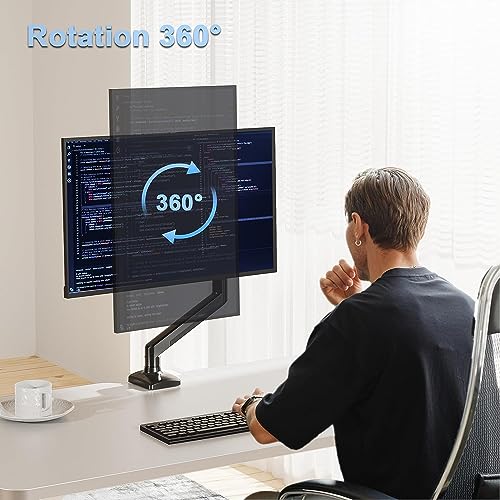 Softline Pro SP HMS1 Single Monitor Desk Mount, Gas Spring Single Arm Monitor Stand Desk VESA Mount for 13 to 32 Inch Screen with Clamp and Grommet Mounting Base - Image 2