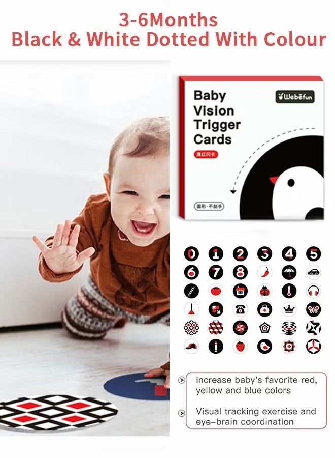 بطاقات تعليمية للأطفال عالية التباين، 72 قطعة باللون الأسود والأبيض، بطاقات أنشطة تعلم الطفل تحفز بصريًا، ألعاب تنمية دماغ الأطفال حديثي الولادة، هدايا ألعاب لحديثي الولادة - Image 4