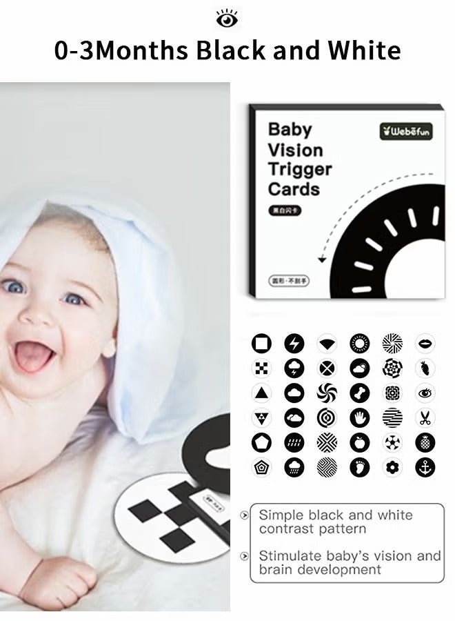 بطاقات تعليمية للأطفال عالية التباين، 72 قطعة باللون الأسود والأبيض، بطاقات أنشطة تعلم الطفل تحفز بصريًا، ألعاب تنمية دماغ الأطفال حديثي الولادة، هدايا ألعاب لحديثي الولادة - Image 3