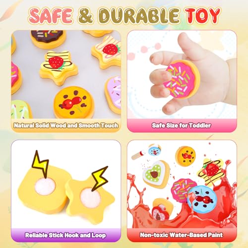 KMTJT Slice and Bake Wooden Cookie Play Food Set for Kids Kitchen Toy Food Accessories Kids Pretend Cookies and Baking Sheet Toy Baking Set for 3 Year Old Boys Girls Birthday Gifts - Image 5