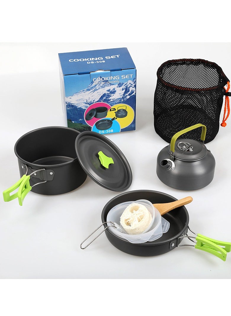Toshionics Camping Cookware Kit Portable Lightweight Camping Cookware Set Non-Stick Lightweight Pots and Pans Set for Outdoor Cooking Includes Mini Boiling Pot Frying Pan Teapot Bowls Plates  Ideal for Hiking Backpacking and Picnic Camping Gear  - Image 1