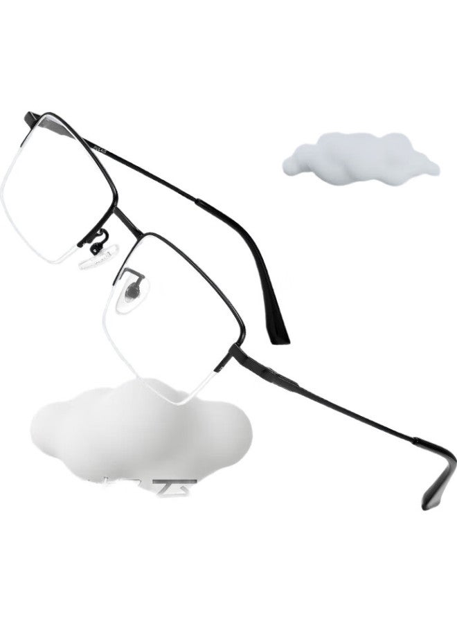 pulais Reading Glasses For Men, High-End Business Semi-Rimless Imported High-Definition Anti-Blue Light Reading Glasses, Father'S Day Gift Box, 400 Degrees - Image 2