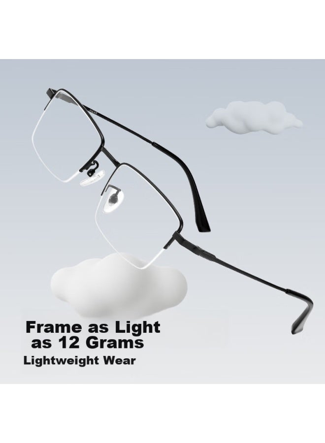 Pulais Reading Gl For Men, High-end Business Semi-rimless Imported High-definition Anti-blue Light Reading Gl, Father's Day Gift Box, 400 Degrees - Image 3