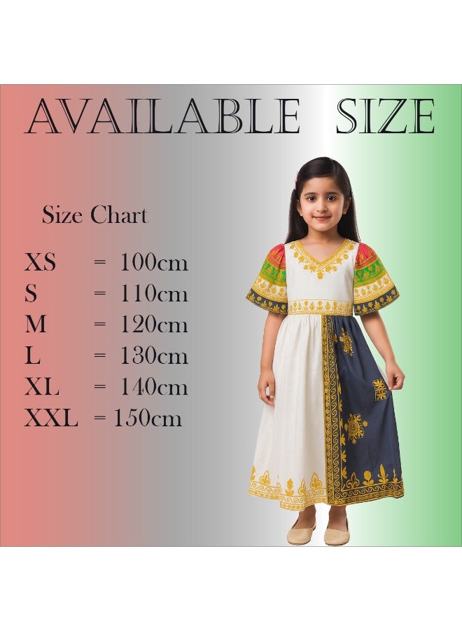 المنزل الذكي هوم سمارت فستان أبيض بنقشة علم اليوم الوطني للبنات احتفلي باليوم الوطني لدولة الإمارات العربية المتحدة بأناقة الزي الوطني لدولة الإمارات العربية المتحدة للمناسبات الوطنية الاحتفالية - Image 2