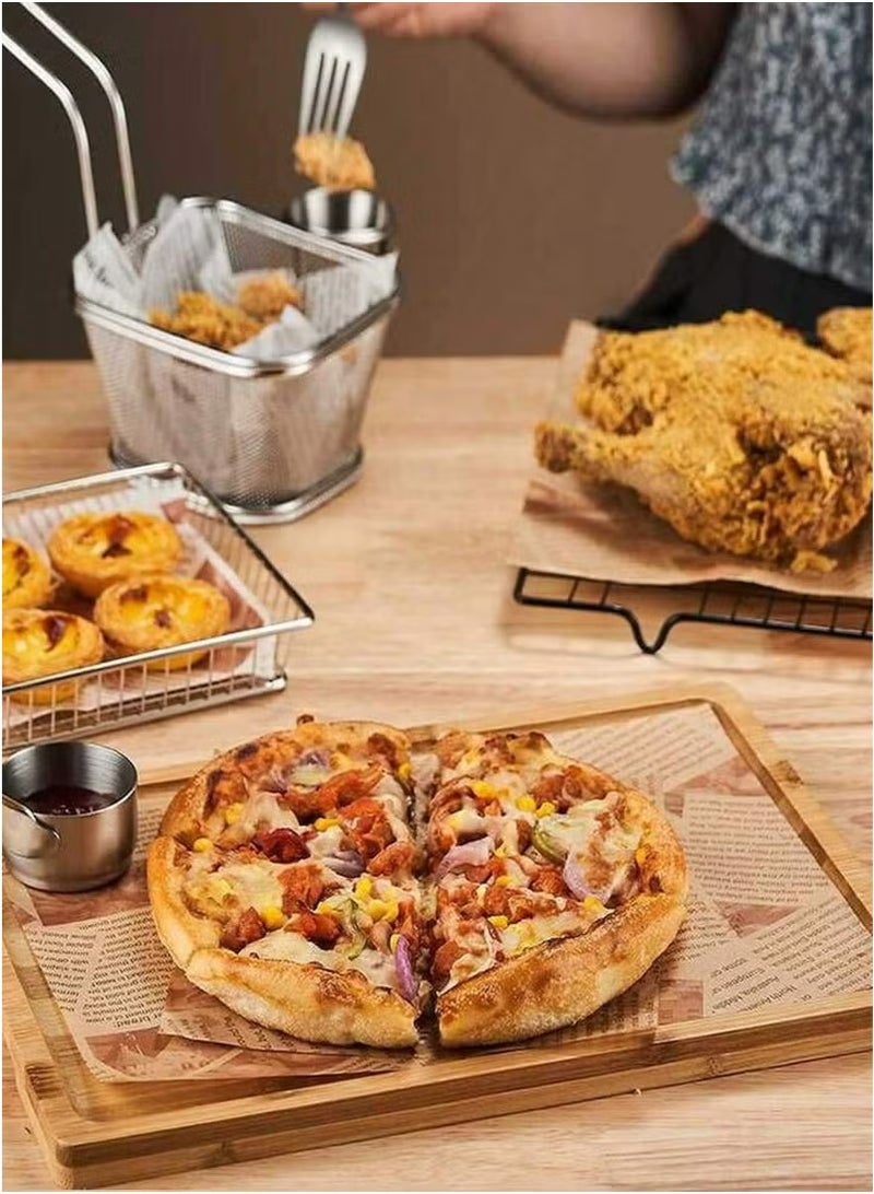 100pcs Baking Paper, Parchment Paper, Sandwich Wrapping Paper, Baking Supplies,Retro Newspaper Print Food Paper Liners,Tray Liners,Basket Liners,Fast Food,Restaurant Cafe,Table Decor ,Restaurant Home,Food Packaging Paper,,Oil-Proof Stain-Resistant,Catering Supplies ,Party Picnic,Suitable For All.(15*15 cm） - Image 2