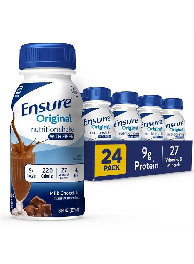 Ensure Original Milk Chocolate Nutrition Shake With Fiber | Meal Replacement Shake | 24 Pack  - Image 1