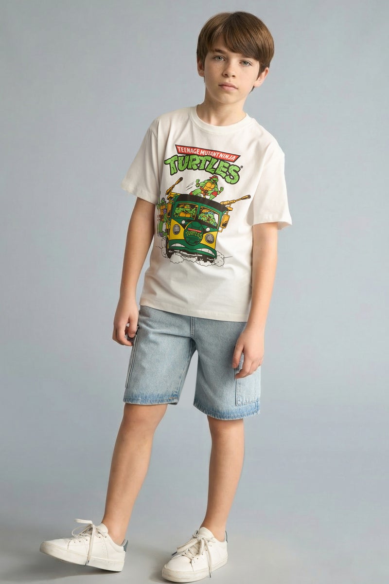 DeFacto Beige Boy Boy New Regular Fit Ninja Turtles Retro Classic Series Licensed Short Sleeve T-Shirt Casual - Image 2