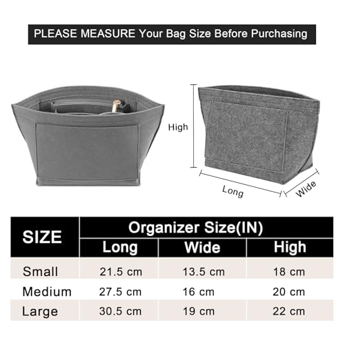 LOUKAYCCI Felt Organizer Compatible with longchamp le pliage L Handbag Insert LargeGary - Image 3