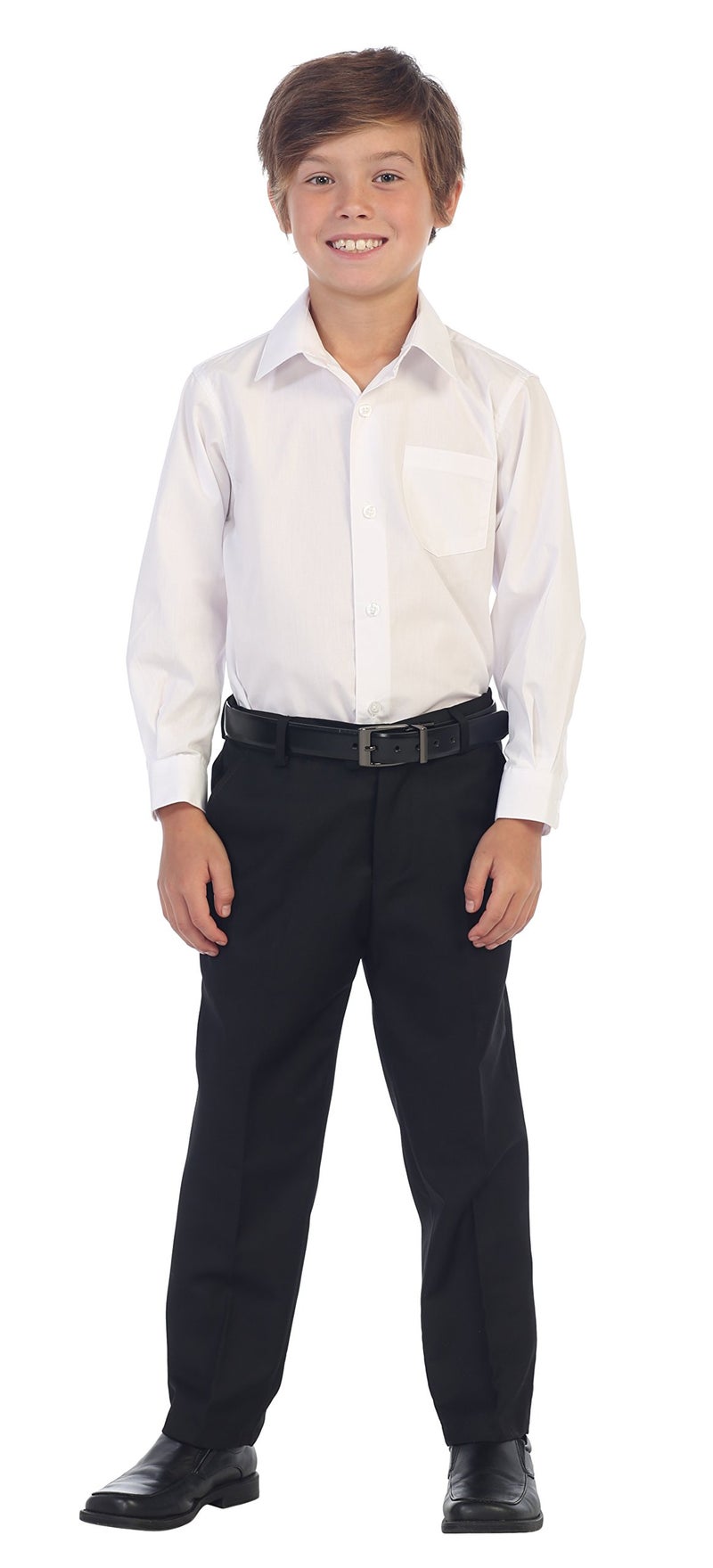 Gioberti Boys Long Sleeve Solid Dress Shirt, White, 4T - Image 3