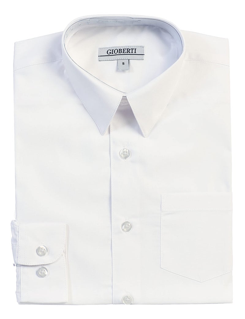 Gioberti Boys Long Sleeve Solid Dress Shirt, White, 4T - Image 1