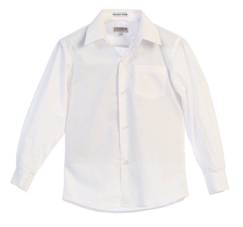 Gioberti Boys Long Sleeve Solid Dress Shirt, White, 4T - Image 4