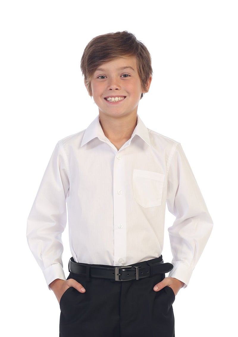 Gioberti Boys Long Sleeve Solid Dress Shirt, White, 4T - Image 2