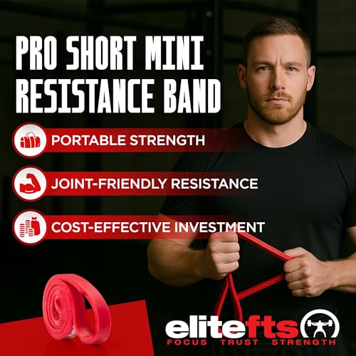 EliteFTS Pro Short Resistance Band - Boost Core Stability and Flexibility with This Portable, Joint-Friendly Tool - Sold AS Pair (PRO Short MINI Resistance Band, Red) - Image 2