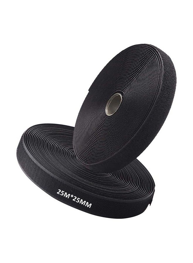 Lifekrafts Non-Adhesive Hook and Loop Tape (25M*25mm, Black) | No Glue on Back Side, Fabric Fastener for Sewing, Crafts, DIY, Clothes, Shoes - Image 1